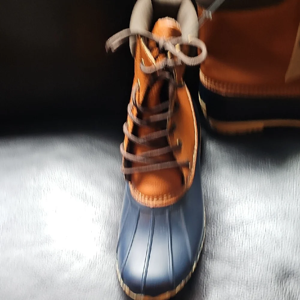 Weatherproof Brown and Navy Duck Boots - Lace-Up Rain & Snow Boots